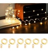 ZELUXDOT 6 Packs 6.6ft 20 LEDs Fairy Lights Battery Operated,Silver Star String Lights,Waterproof...
