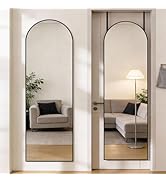 DUMOS Full Length Mirror 47x14 Inches - Arched Full Body Door Hanging Wall Mounted Aluminum Alloy...