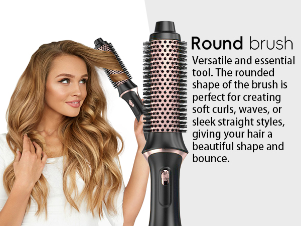 Round Brush-soft curls,waves,or sleek straight styles