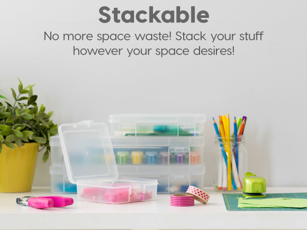 pencil box storage container lids craft organizer clear art supply plastic small hobby school