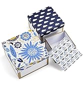 Giftgarden Square Gift Boxes with Lids, Summer Cloud Flower Leaf Floral Pattern Small Gift Wrap B...