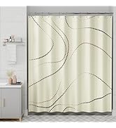 AmazerBath Shower Curtain, Washable Cloth Cocoa Dots Shower Curtain with 12 Metal Shower Curtain ...