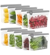 IDEATECH Quart Freezer Bags, BPA Free PEVA Reusable Sandwich Snack Bags, Quart Size Food Baggies ...