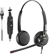 Arama Phone Headsets RJ9 with Noise Cancelling Microphone, Corded Office Telephone Headset Compat...