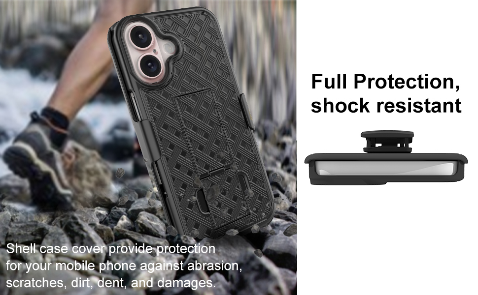 Ailiber for iPhone 16 Case with Belt Clip with Screen Protector
