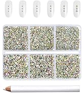 Beadsland Flatback AB Crystal Rhinestones Nail Gems, Round Rhinestones for Crafts,Mixed 6 Sizes w...
