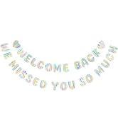 Iridescent Welcome Back We Missed You So Much Banner, Holographic Welcome Back Decorations, Pre-S...