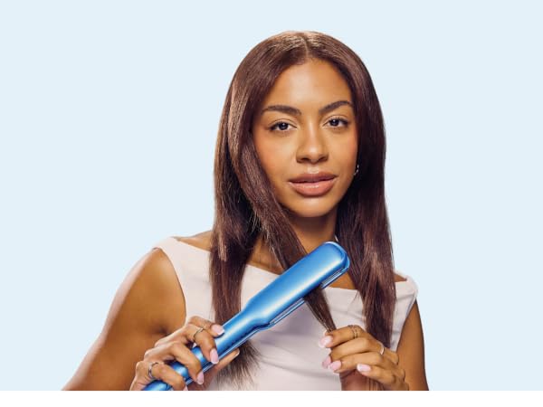 Woman with straightener