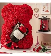 Otlonpe Preserved Artificial Roses Flowers Bear, Forever Women Gifts for Birthday Christmas Valen...