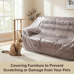 Clear plastic sofa cover for moving dog cat scratching protector heavy duty couch dust protector