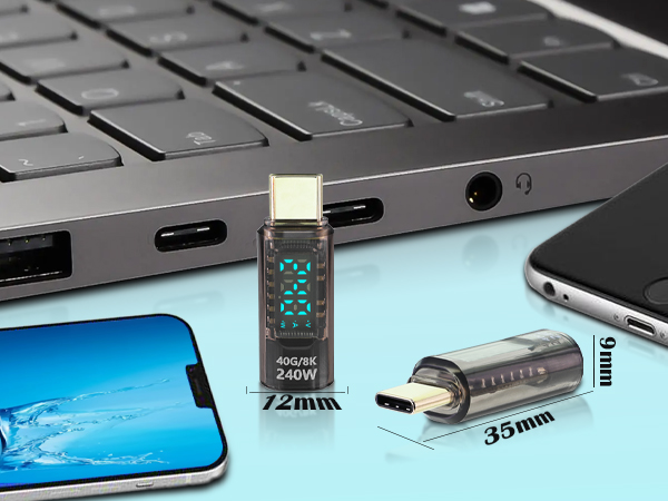 transparent usb c adapter power meter tester usb c converter type c adapter connector