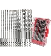 Pro Edge 14 Pcs Masonry Drill Bit Set 5/32''-1/2'', Carbide Concrete Drill Bits with Shockproof H...