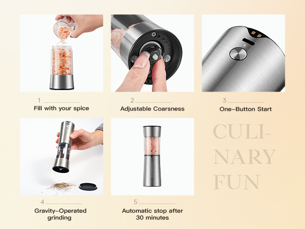 gravity electric salt and pepper grinder set