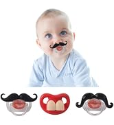 Funny Pacifiers for Babies,Newborn Pacifier,Funny Pcifiers for 0-6-12-18 Months, Mustache Pacifie...