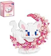 QISHOUTING Cat Micro Building Blocks with Flowers,Flowers Mini Building Set,Animal Micro Building...