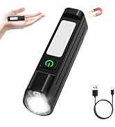 Rechargeable Small Magnetic Flashlight with Red Beam & COB Work Light, 1500 Lumens Pocket EDC Fla...