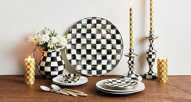 Courtly Check serving and dining plates in various sizes.
