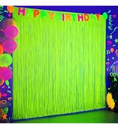 Mega-L Glow in The Dark Party Supplies, 2 Pack Neon Party Decorations 6.6 x 6.6 ft Fluorescent Ma...