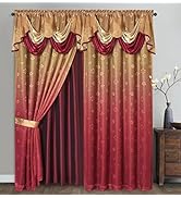 GOHD Fancy Fantasy. 2-Tone Ombre Print Warp Knitted Voile Window Curtain with Attached Fancy Vala...