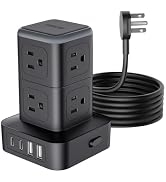 Power Strip Tower with USB Ports 5 FT, NTONPOWER Extension Cord Surge Protector with Multiple Out...