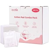600 PCS Square Cotton Pads, Soft and Lint-Free, Includes 400 Ultra-Thin and 200 Thick Pads, Hypoa...