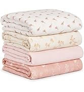 CIVARUA KIDS Muslin Swaddle Blankets for Newborn, 4 Pack Cotton Baby Blankets for Girls, Large 31...