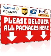 Piemow Package Delivery Metal Sign, Please Deliver All Packages Here, Waterproof & Rustproof Red ...