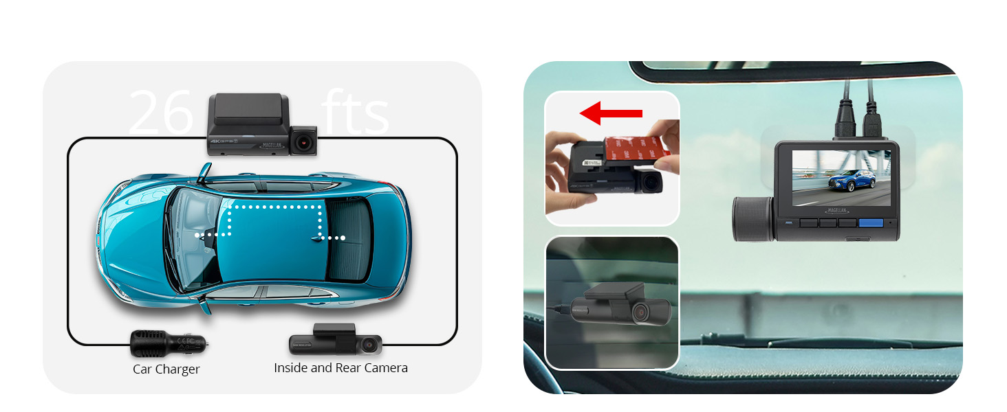 Magellan DR50 Easy Installation_Dash cam front and rear