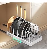 Pull Out Pots and Pans Organizer Under Cabinet, Sliding Lid Holder and Pan Rack in Kitchen, Slide...