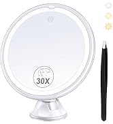 Magnifying Mirror with Light 30X, Lighted Makeup Mirror 30X for Precision Makeup, 3 Color Modes a...