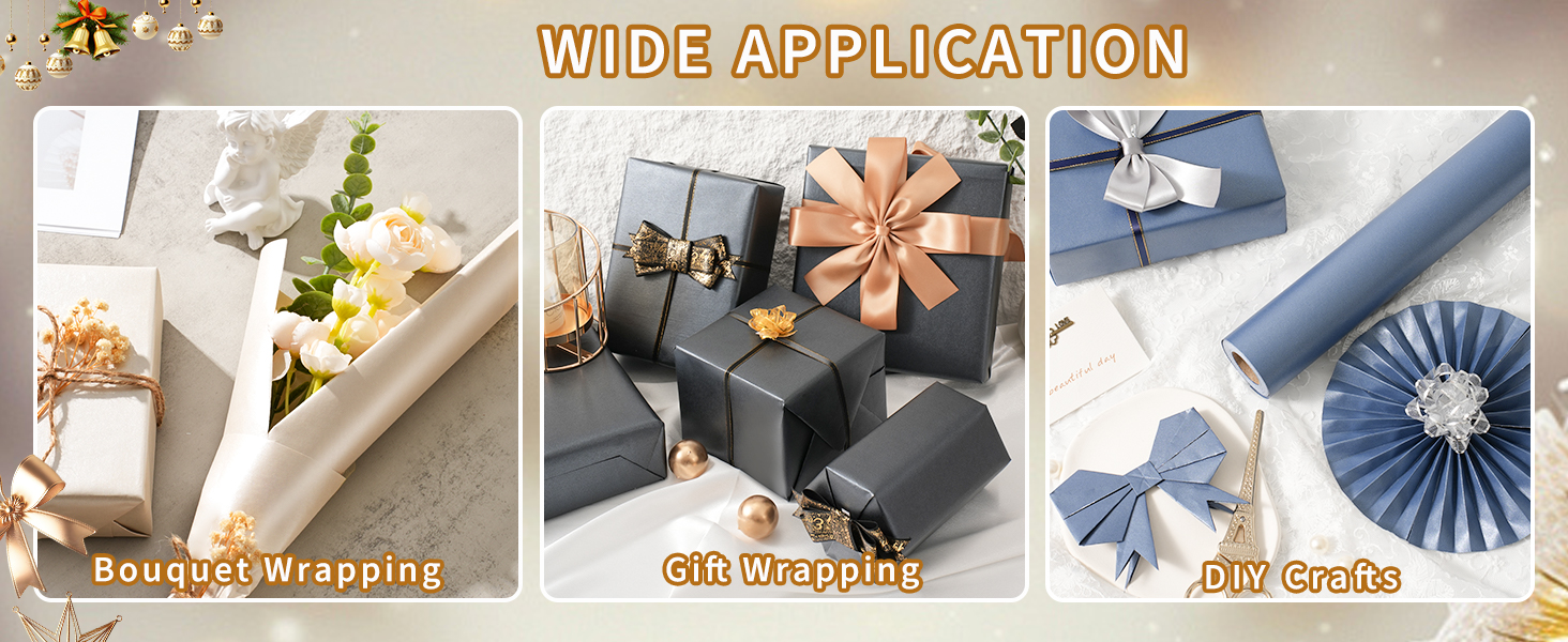 a variety of black and gold gift wrapping paper