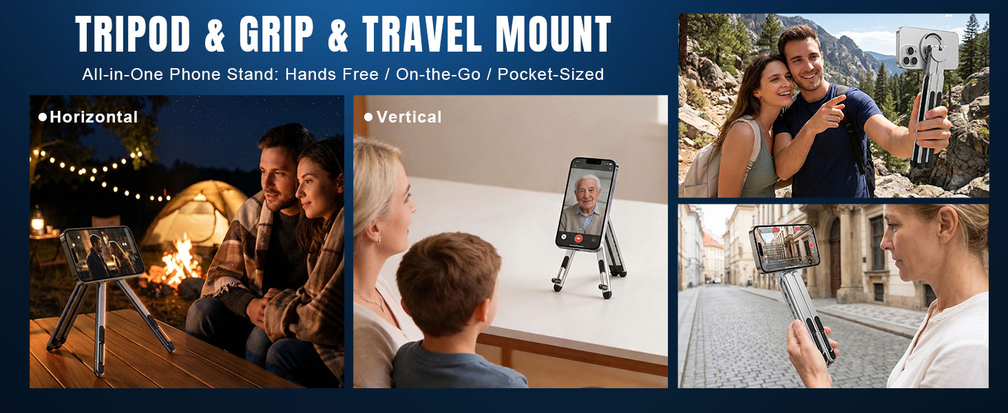vlogging tripod phone hand grip tiktok recording mount facetime phone stand mobile content creator