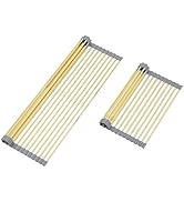 Large Expandable Roll Up Dish Drying Rack, Heat-Resistant Dish Drainer for Stainless Steel Sinks,...