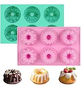 HUAKENER 2 Pcs Mini Fluted Cake Pan, 6-Cavity Fluted Tube Cake Pan, Non-stick Silicone Baking Mol...