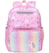 BrainyBees Kids Backpack for Girls Kindergarten - 15 Inch Lightweight School Bookbag Fits Folder,...