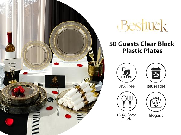 black disposable plates