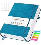OFFIGIFT Graph Paper Notebook, 312 Numbered Pages Large A5 Hardcover Leather Journal, 100gsm No B...