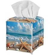 ZOUTAIRONG Beach Theme Tissue Box Cover Decor Square Paper Tissue Holder Napkin Tissues Organizer...