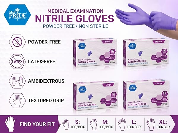 MedPride Powder-Free Nitrile Exam Gloves