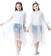 RUISHYY Rain Poncho for Kids (2 Pack), Reusable EVA Children Raincoat Ponchos Rain Jacket with Ho...