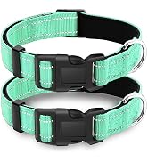 LIEVUIKEN 2 Pack Reflective Dog Collar with Safety Locking Buckle, Adjustable Soft Breathable Com...