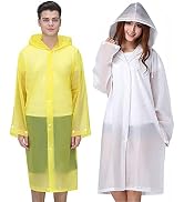 Rain Ponchos for Adults, Reusable Raincoats for Women Men, Emergency Rain Jacket with Hood for Di...