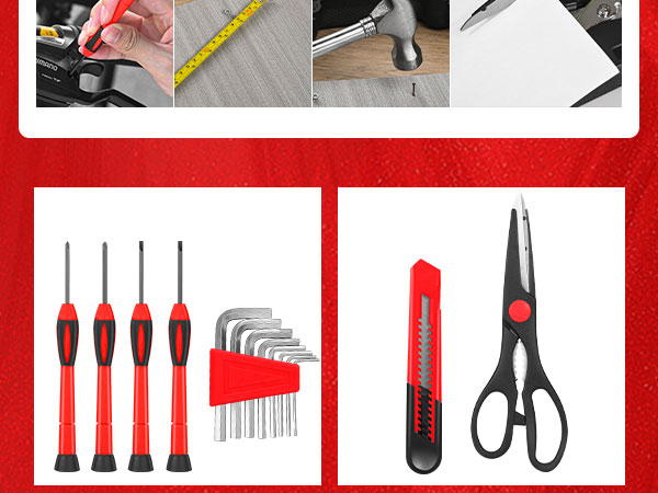 Household Tool Set, General Household Hand Tool Kit with Plastic Toolbox Storage Case