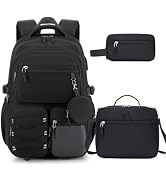 Similove Backpack for Teen Girls, 3PCS School Backpack for Girls Boys with Lunch Box & Pencil Cas...
