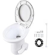 Yescom RV Camper Toilet Porcelain Ceramic Enamel & HDPE Gravity Flush 20" High Foot Pedal for Tra...
