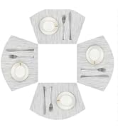 GIVERARE Placemats Set of 4 Round, Wedge Shaped Heat-Resistant Woven Vinyl Placemat 12x18in, Non-...