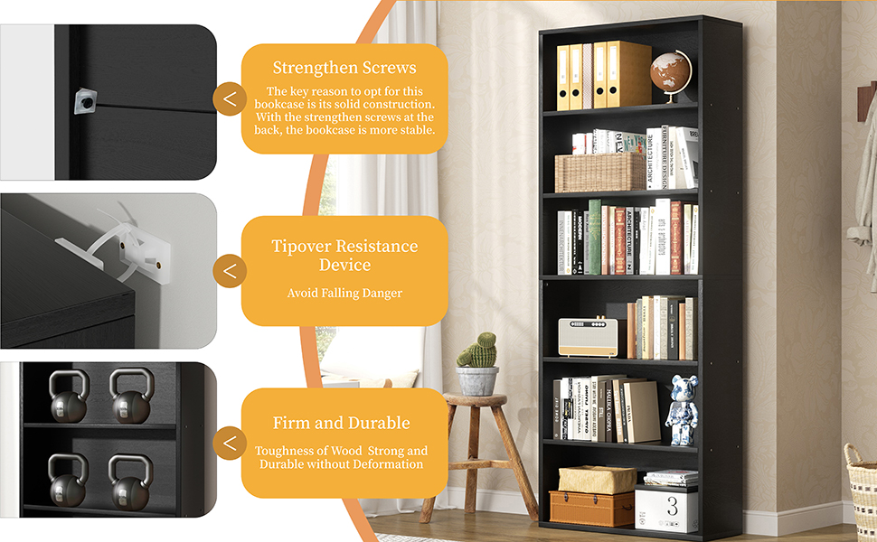 6-Tier Open Bookcase and Bookshelves
