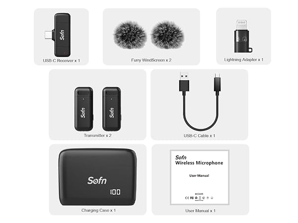 Sofn Wireless Microphones Package Contents