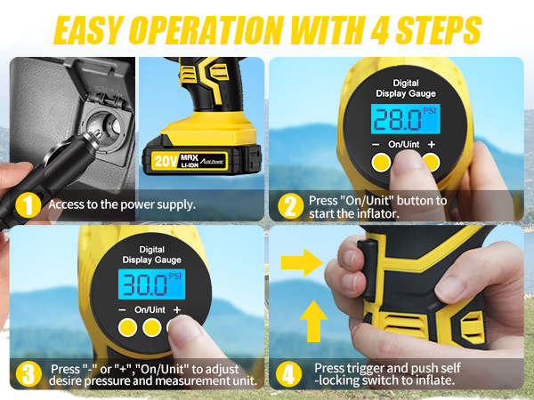 Easy operation of the inflator