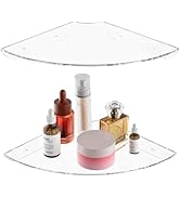 Sezanrpt 9.5x9.5 Inch Acrylic Corner Floating Shelf Set of 2, Clear Corner Wall Shelf for Home Dé...